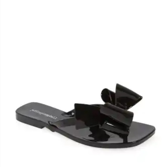New Jeffrey Campbell Sugary Flip Flops Sandals Jelly Bow Black Size 40 Size 9 - Picture 1 of 8